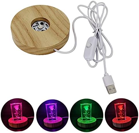 ZHJBD USB LED LED אור עגול שולחן עגול קישוט מחזיק מנורת בסיס לכדור זכוכית מלאכה - ColorfulCoding/2126