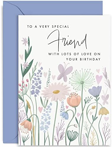 חברת אנגלית עתיקה. יום הולדת כרטיס עבור ידידה-פרפר לבבות פרח יום הולדת כרטיס בשבילה-חמוד יום