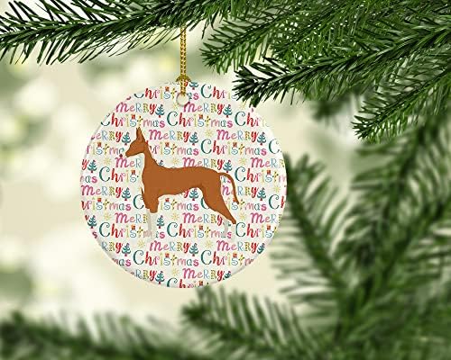 אוצרות קרוליין WDK1961CO1 איביזאן כלב קישוט קרמיקה לחג המולד שמח, רב -צבעוני, קישוטים לעץ חג המולד, קישוט