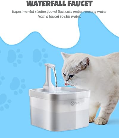 מזרקת חיות מחמד, 65 עוז/1.8 ליטר מזרקת מים אוטומטית לחתולים מתקן מים לכלבים עם 3 פילטרים חלופיים לחתולים, כלבים,