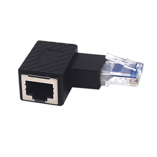Kework 2 Pack Network RJ45 מאריך, 90 מעלות זווית ימנית Ethernet LAN RJ45 זכר לנקבה מחבר מתאם ל- CAT5 CAT5E