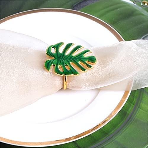 TJLSS מסעדה בת 6 חלקים מפיות עלים ירוקים טבעת בד אבזם טבעת אוכל מערבית טבעת טבעת מלון מפיות קישוט