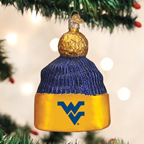 קישוטי חג המולד של העולם הישן: אוניברסיטת מערב וירג'יניה זכוכית זכוכית מקישוטים לעץ חג המולד, קסדה