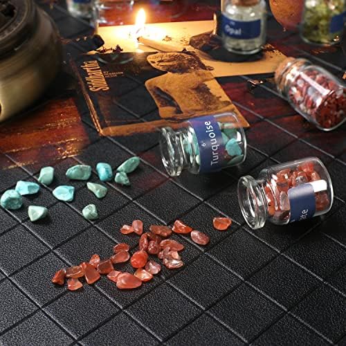 ריפוי גבישי לכישוף כישוף צנצנות 24 שונה חן בקבוקי שבב גבישי וריפוי אבן עם 10 יחידות נרות עבור מכשפה