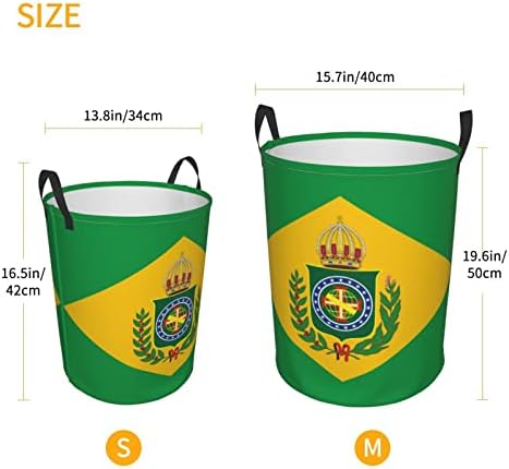 דגל של האימפריה של ברזיל כביסת עגול אחסון סלי מתקפל צעצוע ארגונית עבור שינה אמבטיה סל