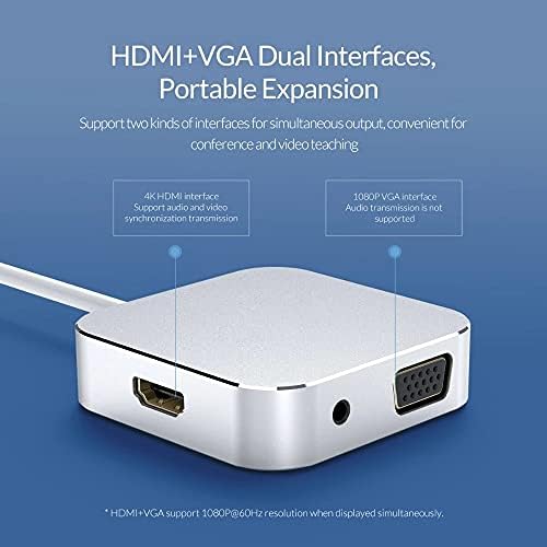 HGVVNM USB TYPE-C ל- HDMI-תואם VGA AUDIO USB3.0 מתאם תחנת עגינה לתחנת MacBook Type C USB 3.0