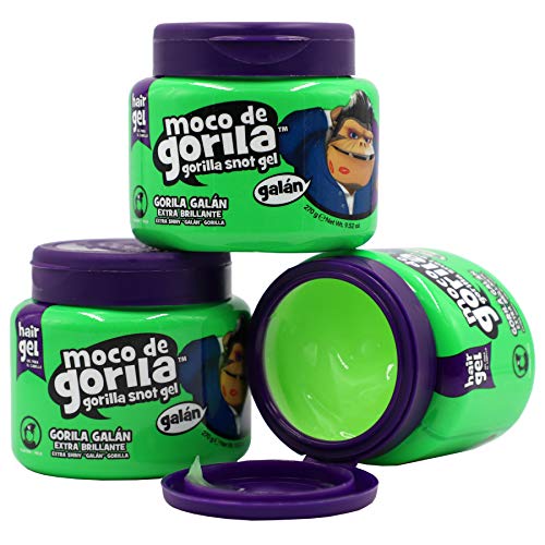 Moco de Gorila Galan Gel jar, ג'ל סטיילינג שיער שיער, 3 חבילה של 9.52 עוז צנצנות ג'ל שיער, ברור
