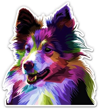 כלב של Sheltie צבעוני - מדבקת ויניל 3 אינץ