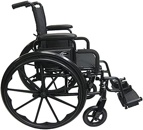 קרמן בריאות 802-די 30 ק ג אולטרה קל משקל כיסא גלגלים עם נשלף הדום בשחור, 18 איקס 16 מושב