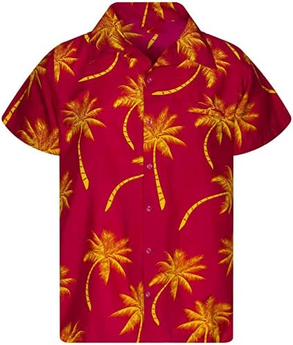 פאנקי הוואי כפתור למטה חולצה חולצה לנשים, קצר שרוול קיץ טי חולצות מקרית קוקוס עץ הדפסת חוף חולצות