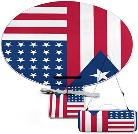 פורטו ריקו ארהב דגל עגול פיקניק שמיכות גדול עמיד למים חוף מחצלות מתקפל שימושי עבור חיצוני קמפינג אחד גודל