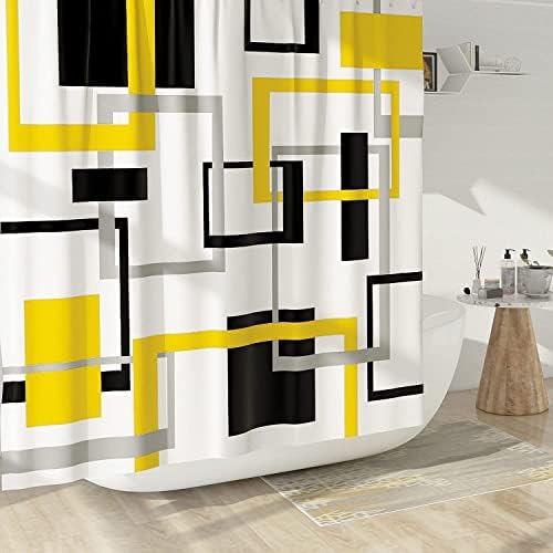 דסיהום צהוב צהוב וילון מקלחת גיאומטרית סט וילונות מקלחת מופשטים ניטרליים עבור אמבטיה מודרנית עיצוב אמבטיה