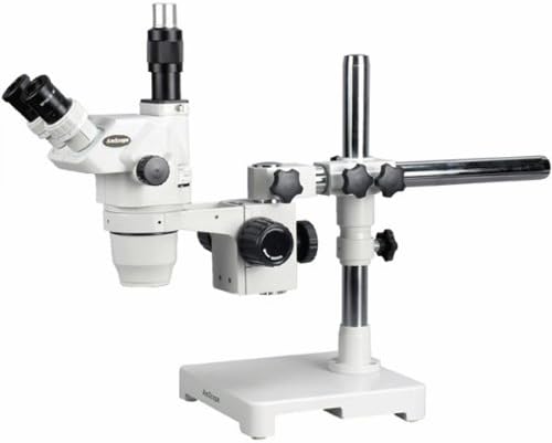 מיקרוסקופ זום סטריאו טרינוקולרי מקצועי של אמסקופ ז-3טי, עיניות פי 10, הגדלה פי 6.7-90, מטרת