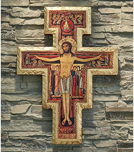 אוסף Gerffert Assisi-SAN DAMIANO CRUTIFIX מעץ עם קולב, 30 אינץ '