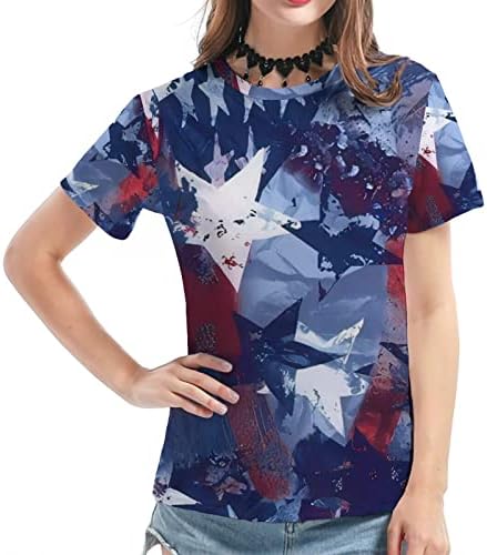 4 ביולי של נשים אמריקאיות דגל הדפס חולצות טי ארהב יום העצמאות יום הטש חולצת גדלי דגל אמריקאי כוכב בגדים מפוספסים