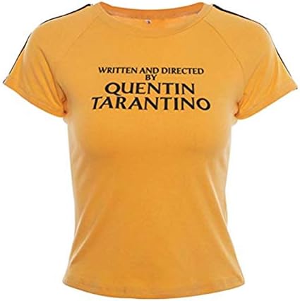אופנת נשים Yemocile נכתבת וביימה על ידי חולצות T כתומות צמודות Quentin Tarantino ...
