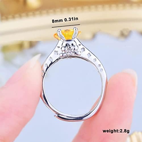 טבעות דקות לנשים יוקרה ועיצוב טבעת ארנב צהוב חמוד טבעת זירקון טבעת ארנב חמוד טבעות פינגווין