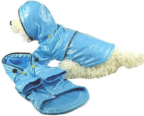 Life Life ® Baby כחול PVC מעיל גשם כלב - מעיל כלבים רפלקטיבי ועמיד למים עם פליס קוטב הפיך - ז'קט