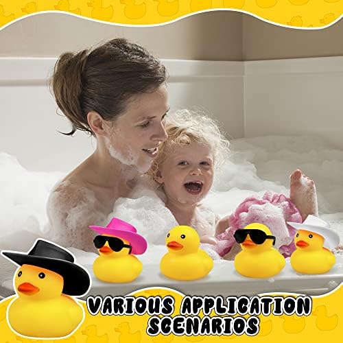 קאובוי ברווז עם כובע ומשקפי שמש מיני ברווזונים צעצועי יום הולדת שחייה מסיבת מתנה לטובת