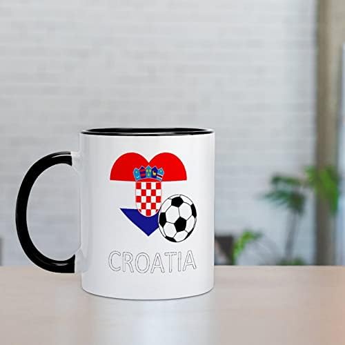 אהבה קרואטיה כדורגל כדורגל קרמיקה ספל יצירתי שחור בתוך כוס קפה קפה ספלי ידית עמידות מתנות ייחודיות