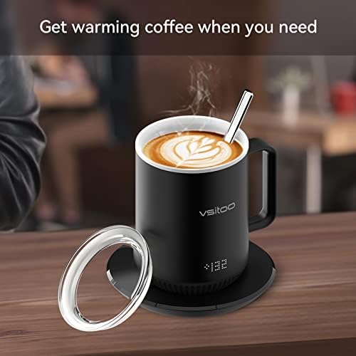 ספל חכם בקרת טמפרטורה 2-שמור על הקפה שלך חם כל היום, ספל קפה לחימום עצמי עם תצוגת לד, 10 אונקיות, 90 דקות חיי