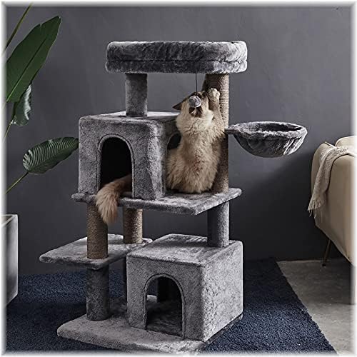 45 סנטימטרים רב-רמת חתול מגדל, חתול עץ, ריהוט מגרד הודעות, עם ערסל & סיסל-מכוסה מגרד הודעות, 2 יוקרה דירות,