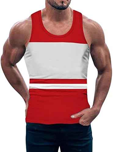 גופיות קיץ XXBR לגברים בגוש טלאי בלוק ספורט דקיקים כושר חולצה ללא שרוולים אימון אתלטי אימון ריצה טנקי כושר