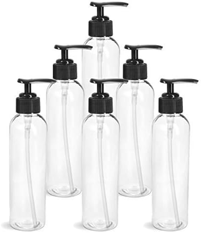 גרנד פרפומים ריקים 8 גרם בקבוקי מתקן סבון פלסטיק ברורים עם משאבות קרם לבנות, לג'ל, סבון, שמפו, קרם גוף, שמנת,