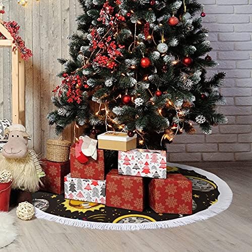 מחצלת חצאיות עץ חג המולד של סולארי ליקוי חמה עם קישוטי מסיבות חג לחוות ליל כל הקדושים 48 x48