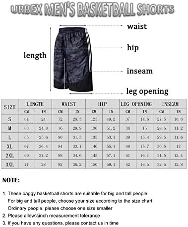מכנסי כדורסל של Urbex לגברים ארוכים מכנסיים קצרים 12 אינץ 'ריצה אתלטית עם כיסים עמוקים ושריכה