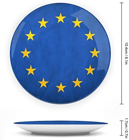 רטרו איחוד אירופאי דגל קרמיקה עצם סין צלחות דקורטיביות עם קישוטים תלויים לוחות ארוחת ערב