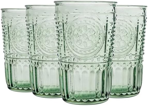 סט רומנטי של בורמיולי רוקו של 4 כוסות כוסות, 11.5 אונקיות. זכוכית קריסטל צבעונית, ירוק פסטל, תוצרת