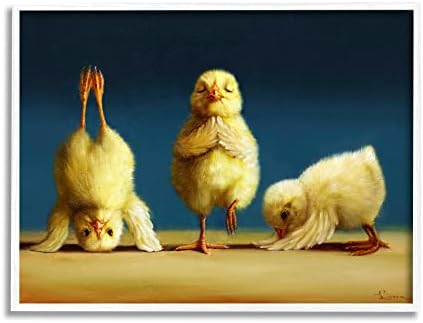 תעשיות סטופל אפרוחים יוגה מצחיקים תנוחות מצחיקות ציור בעלי חיים בחווה, עיצוב מאת לוסיה הפפרנן לבנה באמנות קיר