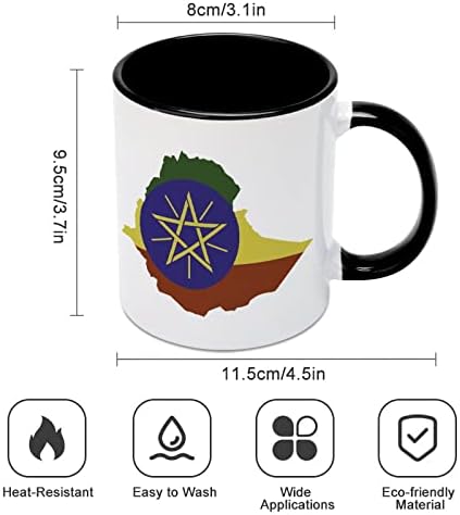 דגל אתיופיה מפת קרמיקה ספל קריאייטיב שחור בתוך כוס קפה קפה ספלי ידית עמידה מתנות ייחודיות