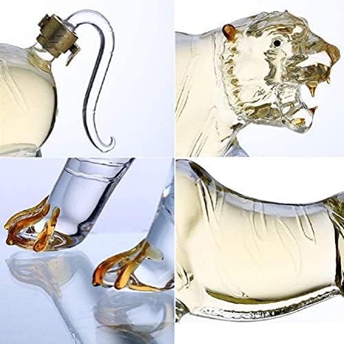 זכוכית לגין טייגר בצורת ויסקי לגין, 500/1000 מיליליטר נוצץ זכוכית בקבוק, בעלי החיים בצורת שקוף