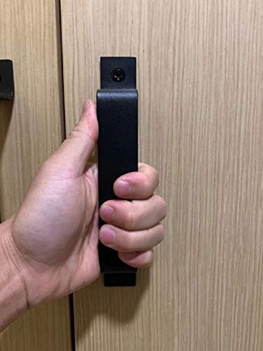 FPZ-BD 8 אינץ '2 חבילות דלת אסם מערך משיכה, ידית משיכה שחורה מט להקלטת ארון ארון שער דלתות הזזה.