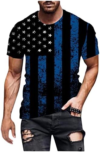 חולצת טי של יום עצמאות אמריקאית לגברים דגל שרוול קצר טי גרפי גרפי חולצה פטריוטית רופפת חולצות
