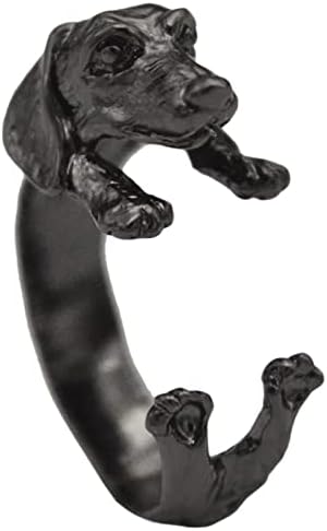 DACHSHUNDS מחמד כלב חיות טבעת חיה תכשיטי אופנה נקניק כלב פאנק פתוח טבעת מתכווננת נקניק כלב טבעת טרנד