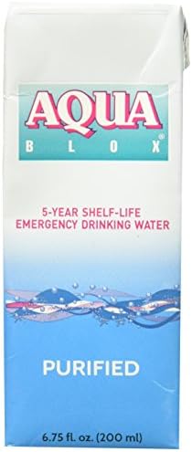 Aqua Blox 200 מל אספקת מים, מי שתיית חירום מטוהרים, חיי מדף של 5 שנים, אספקת מוכנות לחירום לאסונות, קמפינג,
