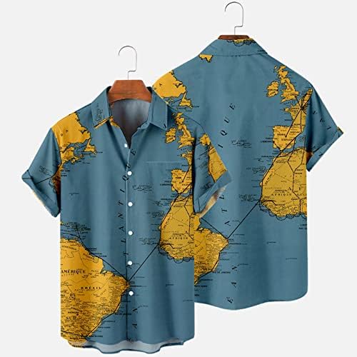 Tianyafod Plus Size חולצה לגברים כפתור למטה דש שרוול קצר חולצה קיץ טי טי ללא מיקום הדפסת חולצות חוף