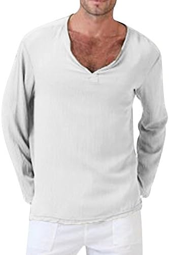 XXBR שרוול ארוך נגד חולצות צוואר לחולצות לגברים, חולצת היפי תאילנדית מוצקה בתוספת גודל כותנה