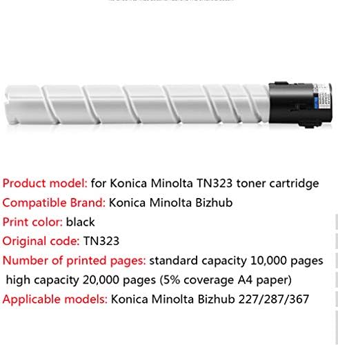 מחסנית טונר שחורה 323 תואמת לקוניקה מינולטה ביזהוב 227 287 367 מחסנית מדפסת, קיבולת גבוהה 20000 עמודים, קיבולת