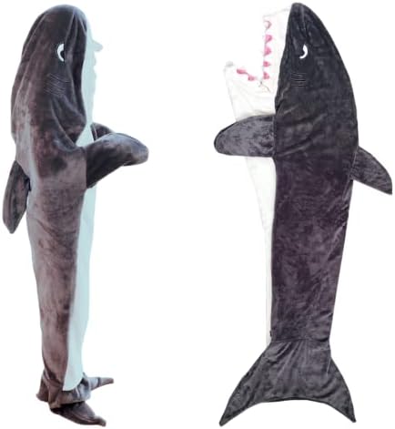 שמיכת זנב כריש של Hudket Super Super רך נעים פלנל שמיכה לביש קפוצ'ון כריש שק שינה לילדים בני נוער מתנות