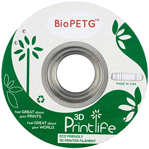 3D PrintLife BiopeTG: PETG ידידותי לסביבה 1.75 ממ נימה מדפסת תלת מימד לבנה, דיוק ממדי