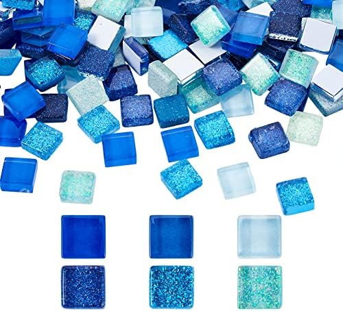 קיסיטי 400 יח ' קופסא כחול זכוכית קריסטל קרושונים עבור תכשיטי ביצוע כיכר פסיפס אריחי זכוכית קריסטל קישוטים לעיצוב