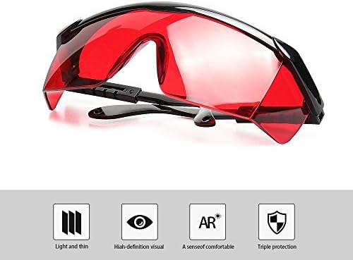 HUPAREP GL01R משקפי שיפור לייזר אדום - משקפי בטיחות להגנה על עיניים לרמת לייזר אדומה, כלי לייזר סיבוביים ורב -קו