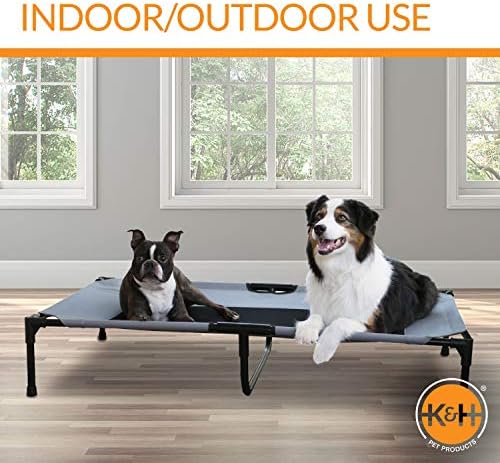 מוצרי חיות מחמד של K&H קירור מיטת כלבים מוגבהת מיטת כלבים מוגבהת עם רשת נושמת נשייה, מיטת מיטת