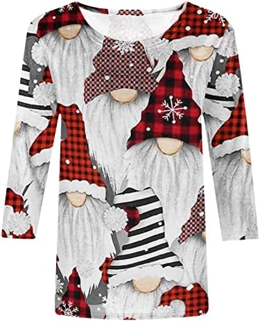מכוער חג המולד חולצות לנשים 2022 מצחיק חמוד גמד שלג הדפסה מזדמן ארוך שרוול צווארון עגול סוודר