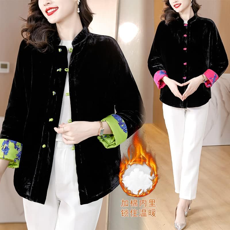 תאורת זריחה וינטג 'ז'קט סין מסורתי נשים חליפת טאנג מודרנית בגדים שנה בסגנון סיני חורף מעבה מעילים חמים