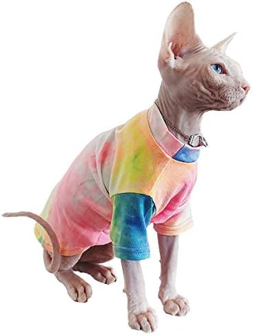 אמיתי חסר שיער חתולי קשת טיוח חולצה לאביב קיץ סתיו, לנשימה חתול ללבוש בגדי אפוד חולצות עבור ספינקס,